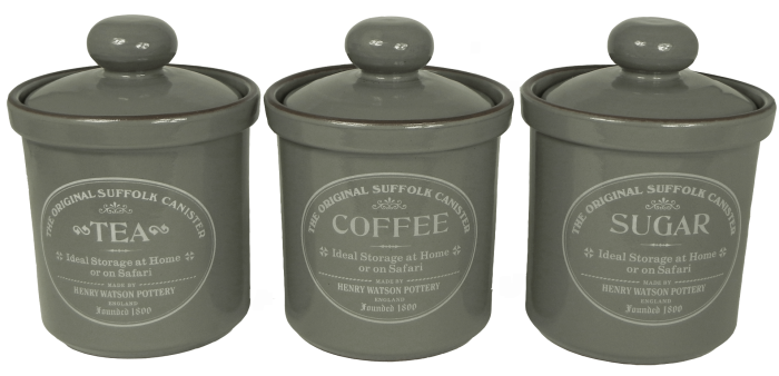 grey tea coffee sugar pots