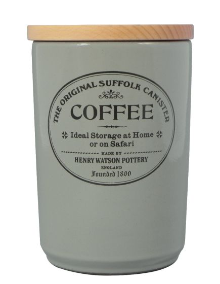 Large Airtight Coffee Canister in Dove Grey by Henry Watson Made in England 