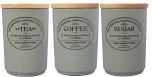 Original Suffolk Collection - Large Tea Coffee sugar Canister Set - Dove Grey - Made in England - 11cm x 16cm