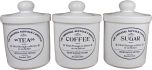 Original Suffolk Collection - Tea, Coffee & Sugar Canister Set - White - Made in England - 12cm x 16cm