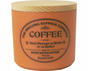 Coffee canister with beech lid in Terracotta