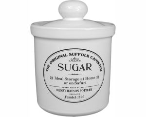 Original Suffolk Collection - Airtight Sugar Canister - White - Made in England - 12cm x 16cm